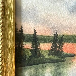 Schilderij landschap meer waterverf