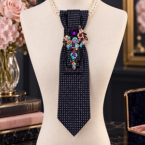 Statement stropdas ketting dames –unique handmade sieraad upcycled tie necklace