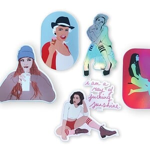 Stickerset met 5 vrouwelijke illustraties