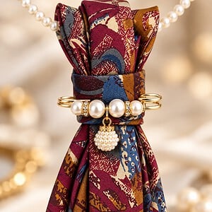 Stropdas ketting Tie necklace Stropdas met ketting en broche meerkleurig