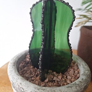 Unieke glas in lood cactus met bloem
