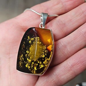 ✨ Zilveren 925 Ketting met Baltische Amber – Uniek Sieraad