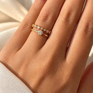 925 Sterling Zilveren Ring met CZ Stenen | 18K Gold Plated Verstelbare Ring – Cleopatra's World
