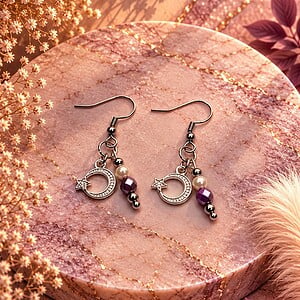 Amethyst Glow oorbellen met haakjes – Glasparels & facetkralen