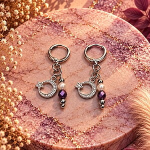 Amethyst Glow ringoorbellen – Glasparels & facetkralen
