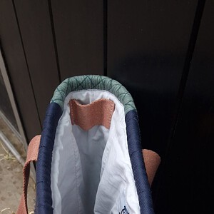 Andalusier schoudertas van een gebruikt zadeldekje, blauw en grijsgroen