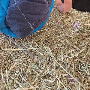 Andalusier schoudertas van een gebruikt zadeldekje, donkerblauw en lichtblauw