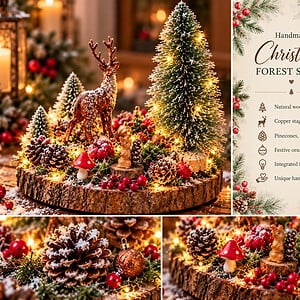 Betoverd Kerstbos – Handgemaakt Kersttafereel met Hert & Verlichting