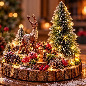 Betoverd Kerstbos – Handgemaakt Kersttafereel met Hert & Verlichting