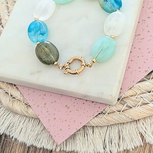 Big stone armband RVS goud