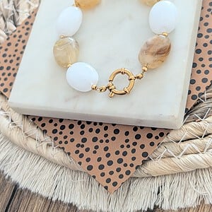 Big stone armband RVS goud