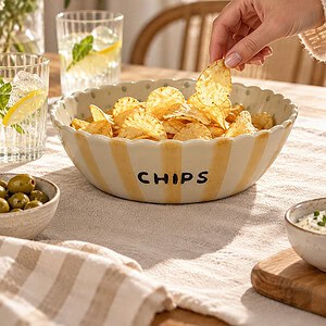 Bloomingville chipsschaal met golfrand en stippen