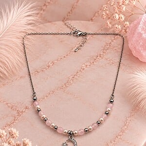 Blush Pearl ketting – Glasparels & facetkralen