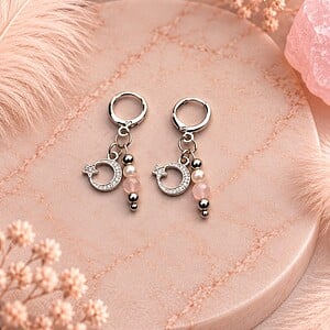 Blush Pearl ringoorbellen – Glasparels & facetkralen