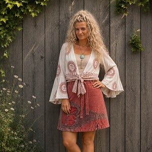 Boho Patchwork Korte Rok – 100% Katoen – Festival Style