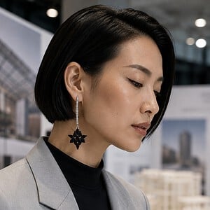 Business Chic & Avondglamour, zwarte geometrische Art Deco oorbellen