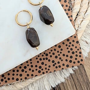 Chunky herfst oorbellen RVS goud