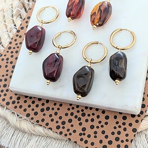 Chunky herfst oorbellen RVS goud