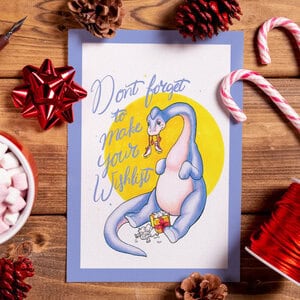 Don't forget to make your wishlist dino kerstkaart A6
