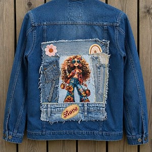 Flower Child– Upcycled Denim Jasje