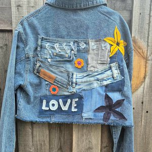 Freedom & Love – One of a Kind Upcycled Denim Festival Jacket
