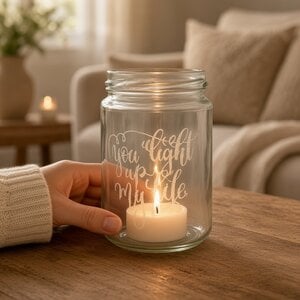Gegraveerde waxinelichthouder van gerecycled glas – You light up my life