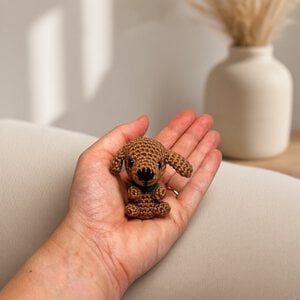 Gehaakt mini-hondje – handgemaakt klein knuffeltje van katoen