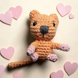Gehaakt mini-Katje – handgemaakt klein knuffeltje van katoen