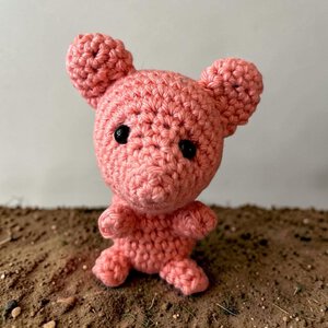 Gehaakt mini-Varkentje – handgemaakt klein knuffeltje van katoen