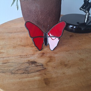 Glas in lood vlinder - rood