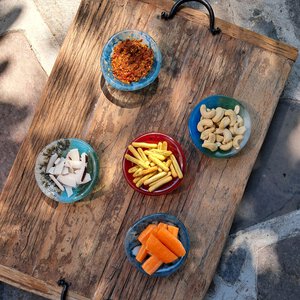 Glazen tapas schaaltje, sieraden schaaltje van glas.