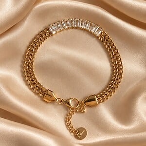 Goudkleurige Stainless Steel Armband met Fonkelende Stenen | Statement Armband – Cleopatra's World