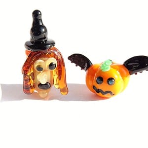 Handgemaakte Halloween glaskralen – set van 3 lampwork kralen