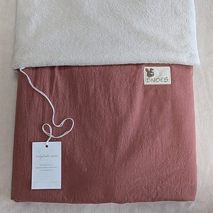 🤎Handgemaakte wiegdeken Terra – katoen linnenlook & zachte wellness fleece | 75 x 100 cm