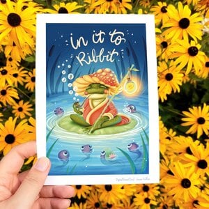 In it to ribbit, kikker sensei paddestoel, 14,8x21 cm(5.8x8.2 inch)
