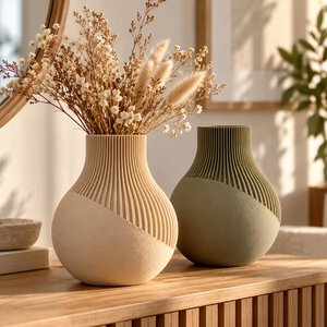 Japandi vaas – minimalistisch 3D-geprint design voor droogbloemen