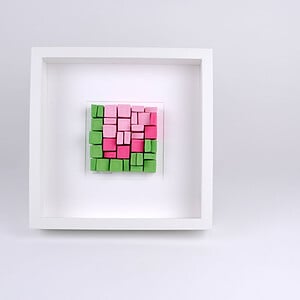 Kunstobject - Tulp -papier - roze - groen