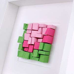 Kunstobject - Tulp -papier - roze - groen