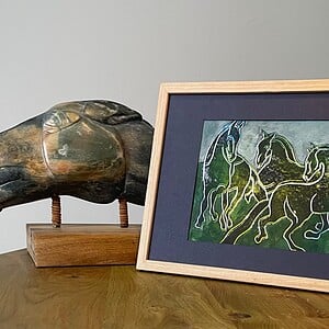 Linoprint paarden
