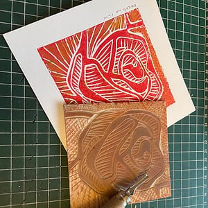 Linoprint roos