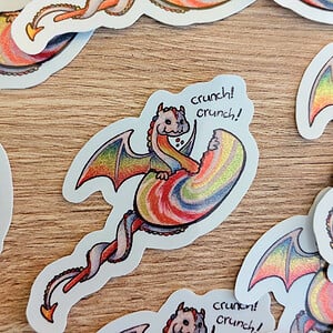 Lolly draak sticker glitter effect vaatwasser bestendig