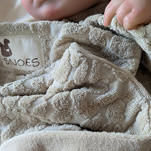 Luxe wikkeldeken 3D Panter Beige - Babybadstof & Nicky Velours ( 75 x 75 cm)