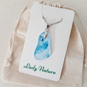 Ocaan golf hangerketting: handgemaakte turkoois glazen waterdruppelsieraden, op zee geïnspireerde glazen hanger.