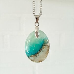 Oceaan - zee hanger ketting: handgemaakt aqua blauw glazen sieraad, op zee geïnspireerd betekenisvol cadeau