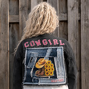 One of a Kind Cowgirl Upcycled Denim Jacket – Handmade