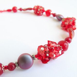 Rode edelstenen ketting met carneool, granaat en Swarovski-kristallen