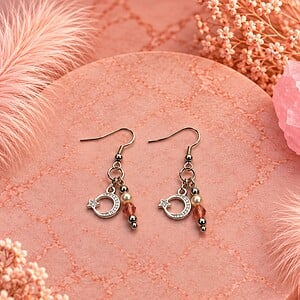 Rose Bloom oorbellen met haakjes – Glasparels & facetkralen