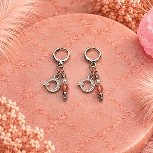 Rose Bloom ringoorbellen – Glasparels & facetkralen
