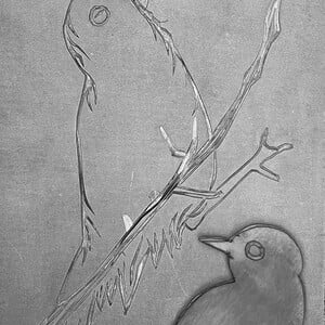 Shadow bird linoprint