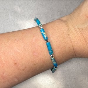 Turquoise en zilveren armband-8 in / 20 cm